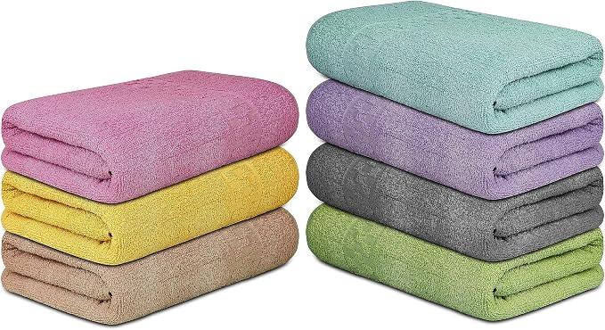 ZUPERIA 7-Pack Bath Towels - 30" x 54" - Ultra Soft 100% Cotton Large Bath Towels- Highly Absorbent for Bathroom, Pool, Gym, Spa, and Hotel Use (Colors Variety)