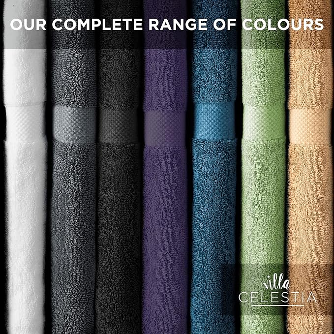 Villa Celestia 8-Piece 100% Cotton Towel Set, 2 Bath Towels, 2 Hand Towels, 4 Wash Cloth, Quick-Dry, White