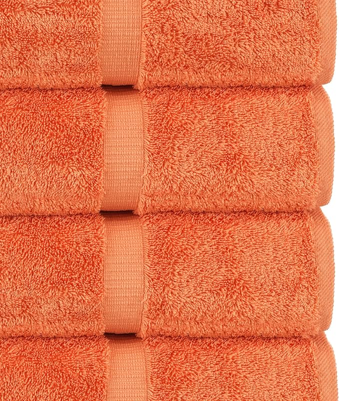 Chakir Turkish Linens Set of 8 Towel Set, 100% Cotton Luxury Turkish Towels for Bathroom, Soft Absorbent Bath Towel Set with 2 Bath Towels 2 Hand Towels 4 Washcloths, Coral