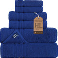 Hawmam Linen Royal Blue 6 Piece Bath Towels Set for Bathroom Original Turkish Cotton Soft, Absorbent and Premium 2 Bath Towels, 2 Hand Towels, 2 Washcloths