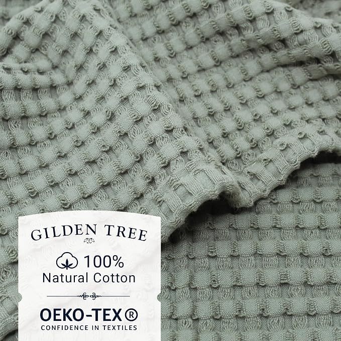 GILDEN TREE Waffle Bath Towels Wash Cloths for Showering, Exfoliating Washcloth Quick Dry Towel, Face Towels for Washing Face Cotton Washcloths Set of 4, Modern Style (Sage Grey)