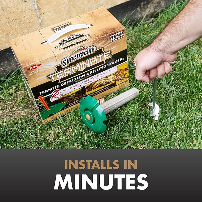 Spectracide Terminate Termite Detection & Killing Stakes, Kills Foraging Termites, Detects Termite Activity, 15 Count, 6 Pack