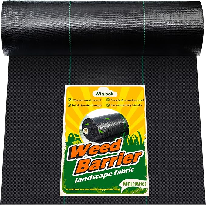 Winisok 6FT x 100FT Weed Barrier Landscape Fabric, 3.2oz Woven Garden Cloth, Heavy Duty Breathable Ground Cover for Landscaping, Gardening and Farming