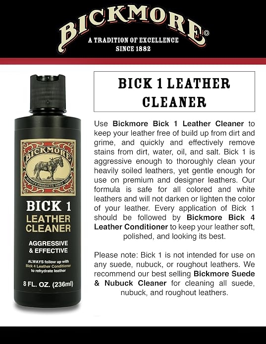 Leather Boot Care Kit - Bick 1 Cleaner, Bick 4 Conditioner, Gard-More Water Repellent Spray & Cloth - Made in USA - Shoe Care Set for Cowboy Boots, Work Boots, Furniture, Bags, Purses, Jackets, & Tack