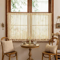 Sutuo Home Beige Boho Lace Short Kitchen Curtains 36 inches Long for Cafe Laundry Room, Semi Sheer Window Curtains Farmhouse Crochet Vintage Tassels Rustic Valance Rod Pocket Decor, 2 Panels 50" W