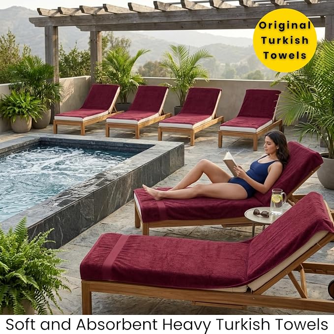SALBAKOS 2-Piece 100% Turkish Cotton Bath Towels, Extra-Large 35x70, Wine | Oversized Bath Sheet Towel for Bathroom & Beach, Thick, Super Soft, Highly Absorbent, Premium Hotel Quality, Made in Turkey
