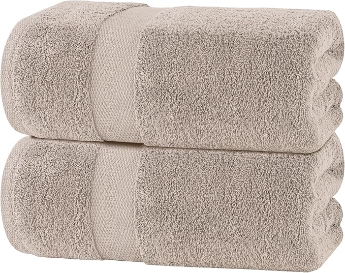 White Classic Luxury Soft Bath Sheet Towels - 650 GSM Cotton Luxury Towels Extra Large 35x70 | Highly Absorbent and Quick Dry | Hotel Quality, Taupe, 2 Pack
