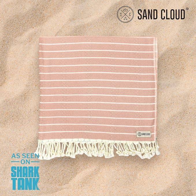 Sand Cloud Turkish Beach Towel - Sand Resistant & Quick Dry Towel | 100% Certified Organic Turkish Towel - Bath Towel or Beach Blanket for Picnic - As Seen on Shark Tank - Gocek (Beige)