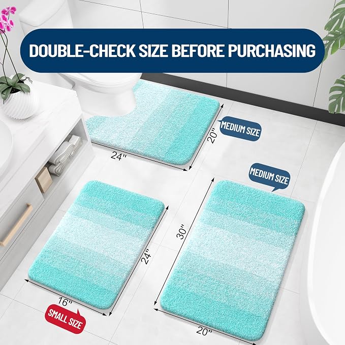 OLANLY Bathroom Rugs Mat 34x21, Extra Soft Absorbent Microfiber Bath Rugs, Rubber Backing, Quick Dry, Machine Washable Bath Mats for Bathroom Floor, Tub and Shower, Home Decor Accessories, Teal