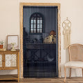 Sutuo Home Navy Blue Boho Doorway Curtain for Doorway Closet, Lace Sheer Door Curtain for Sliding Door Crochet Vintage Tassels Bohemian Privacy Temporary Room Divider Rod Pocket,1 Panel 37" x 80"