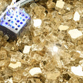 NUPICK 5 Pound Fire Glass, 1/2 Inch Reflective Fire Pit Glass | Tempered Fire Pit Rocks for Propane or Natural Gas, Glass Rocks for Fire Pit Table, Fireplace, Fire Bowl, Landscaping, Gold