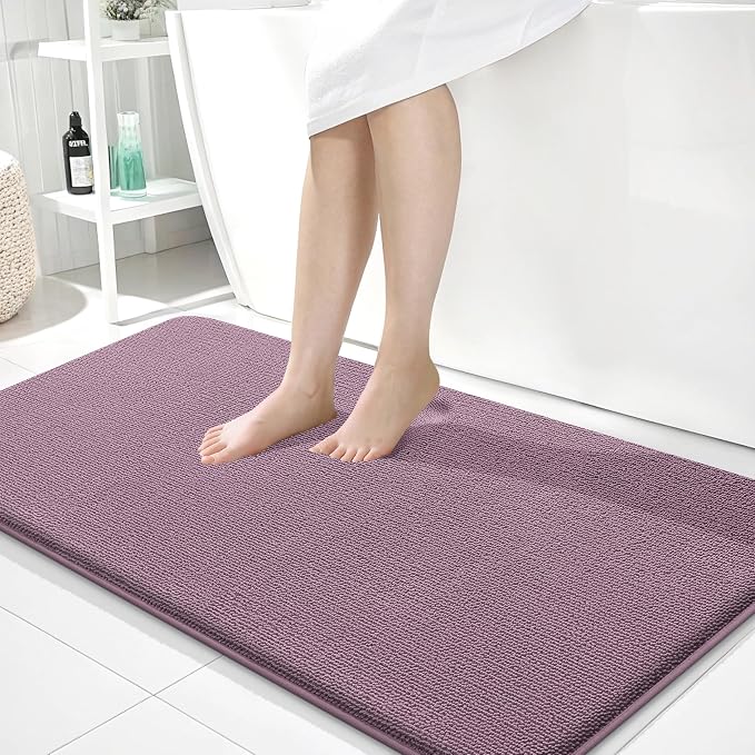 OLANLY Memory Foam Bathroom Runner Rug 44x24, Absorbent Long Mat, Deep Plum | Soft Quick Dry Bath Mat Rugs, Non-Slip, Machine Washable Mat for Bathroom Floor, Tub and Shower, Home Decor Accessories