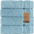 Washcloth Linen Set Premium Original Turkish Cotton, Hotel Quality for Maximum Softness & Absorbency for Face, Hand, Kitchen & Cleaning (Light Blue, Washcloth Set)