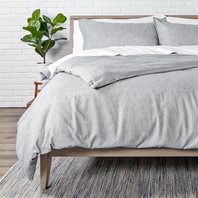 Bare Home Bedding Duvet Cover Oversized Queen Size - Premium 1800 Super Soft Duvet Covers Collection - Lightweight & Soft Textured Bedding (Oversized Queen, Heathered Pewter)