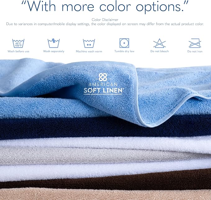 American Soft Linen 100% Cotton Luxury Turkish Towels, 40x80 XL Bath Sheet | Soft Absorbent Quick Dry OEKO Tex Standard 100 Certificated Durable Machine Washable Premium Hotel Quality