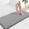 Smiry Memory Foam Bath Mat 47x17, Extra Soft and Absorbent Bathroom Mats, Non Slip Washable Carpet for Floor, Shower and Tub, Grey