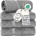 Chakir Turkish Linens 4 Piece Extra Large Bath Towels, 100% Cotton Luxury Turkish Towels for Bathroom, Soft Absorbent Bath Towels, 30 x 60 Inches, Gray