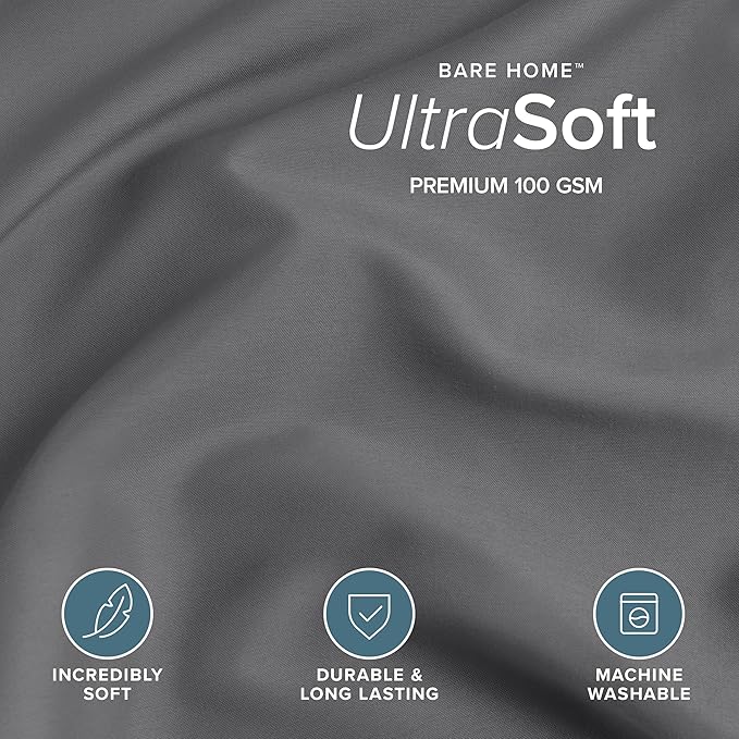 Bare Home Bedding Duvet Cover Oversized King Size - Premium 1800 Super Soft Collection - Lightweight, Duvet Cover - Soft Textured Bedding (Oversized King, Grey)