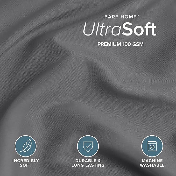 Bare Home Bedding Duvet Cover Oversized Queen Size - Premium 1800 Super Soft Collection - Lightweight, Cooling Duvet Cover - Soft Breathable Bedding (Oversized Queen, Grey)