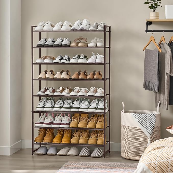Nunsino Shoe Rack for Closet, Metal Shoe Organizer, 8 Tier Garage Shoe Rack Max Holds 40 Pairs,Shoe Storage Shelf,Entryway, Bronze
