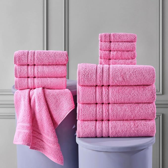Hawmam Linen Pink Bath Towels 4 Pack Soft and Absorbent, Premium Quality Perfect for Daily Use 100% Cotton Towel 600 GSM