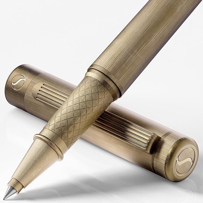 Scriveiner Bronze Rollerball Pen - Stunning Luxury Pen, Schmidt Ink Refill, Best Roller Ball Gift Set for Men & Women, Professional, Executive Office, Nice Pens