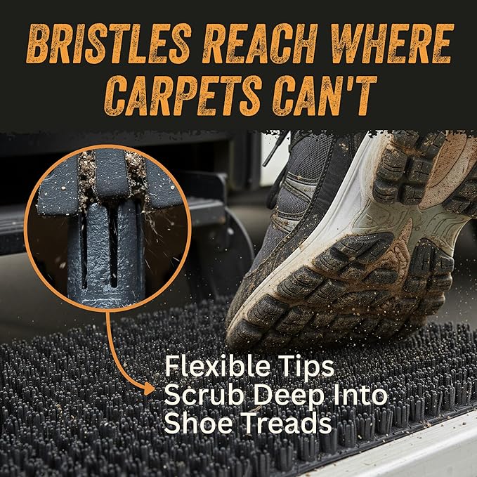 TrailScrubber RV Step Covers for RV Steps & Trailer Stairs | Bristle Boot Brush Scrubber Cleans Dirt, Mud & Snow from Shoes | Non-Slip Boot Cleaner for Camper Step Covers