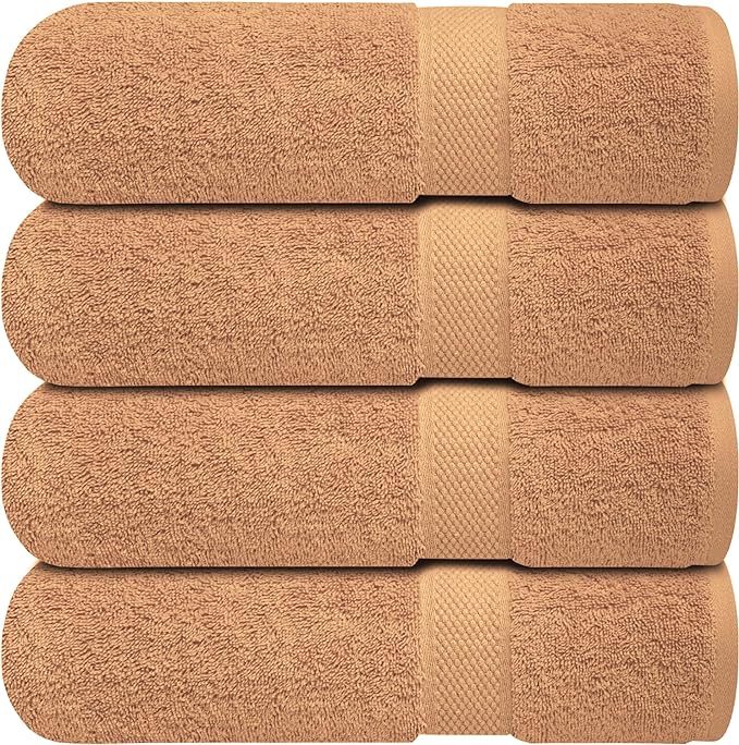 Infinitee Xclusives 100% Ring-Spun Cotton Bath Towels for Bathroom - Pack 4 | Luxury Super Soft, Absorbent & Quick-Drying |27x54 inches| Large Bathroom Towels Set |600 GSM| Gym, Shower, Spa & Hotel Use