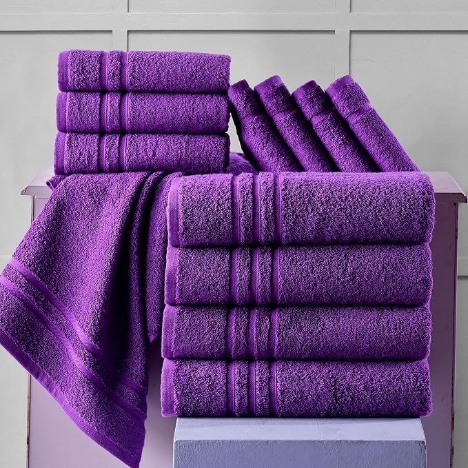 Hawmam Linen Lilac Purple Bath Towels 4 Pack Soft and Absorbent, Premium Quality Perfect for Daily Use 100% Cotton Towel 600 GSM