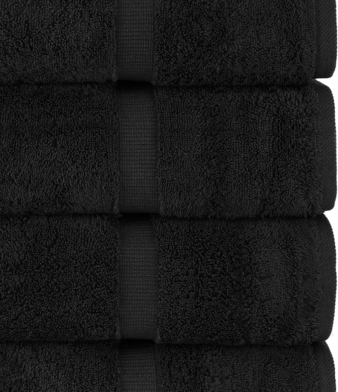 Chakir Turkish Linens | Hotel & Spa Quality 100% Cotton Premium Turkish Towels | Soft & Absorbent (6-Piece Hand Towels, Black)