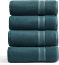 Springtree Home Luxury Bamboo Rayon Plush Bath Towel Set | 4-Pack | Teal | 35% Bamboo Rayon - 65% Zero Twist Cotton | Absorbent Quick-Dry Towels for Bathroom | Ultra Soft | OEKO-TEX Standard 100