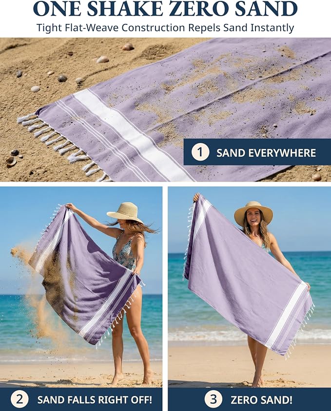 LANE LINEN Beach Towels 4 Pack Oversized, Turkish Towel Set - Regal Orchid | Pre-Washed Oversized Beach Towel - 39"x71", Vacation Essential - Machine Washable, Travel & Camping - Super Absorbent, Soft
