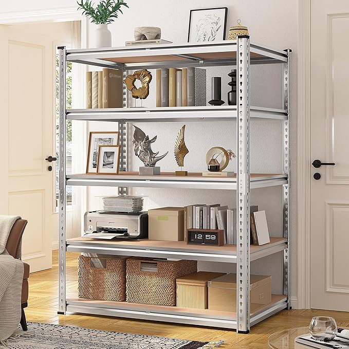 REIBII 2020LBS Garage Shelving Heavy Duty 5 Tier Storage Shelves Adjustable Metal Shelving for Basement, Warehouse, Pantry, Closet, Kitchen, Easy Assembly, 72" H x 36" W x 16" D, Galvanized