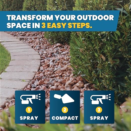Vuba Easihold Rock & Mulch Glue for Landscaping - Gravel Glue Binder Non-Toxic Mulch and Bark Adhesive, Pet Safe, 53 sqft Coverage, Lockdown Clear Gravel/Pebbles/Stones Stabilizer (68 Ounce)