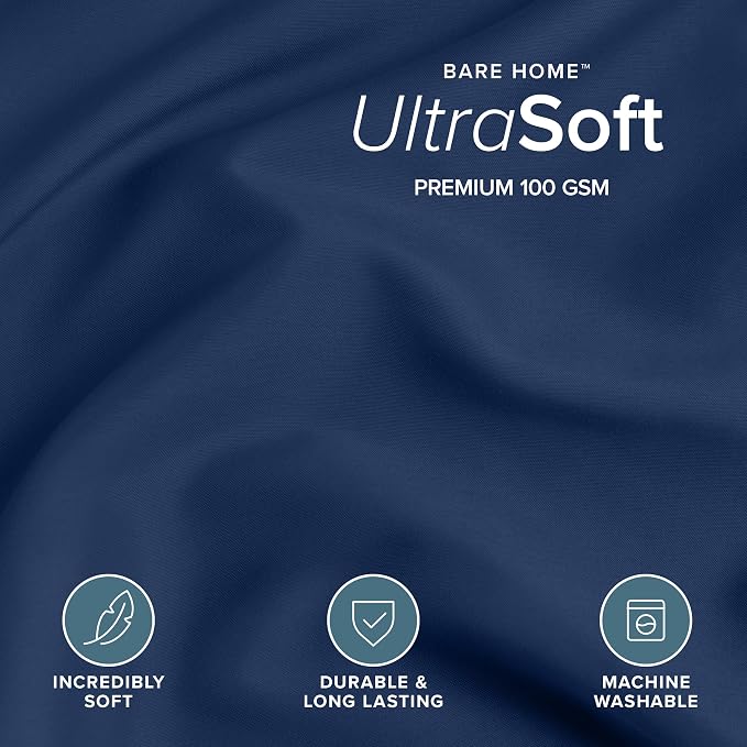 Bare Home Bedding Duvet Cover Extra Long Size - Premium 1800 Super Soft - Lightweight, Cooling Duvet Cover - Soft Breathable Bedding (Twin/Twin XL, Dark Blue)