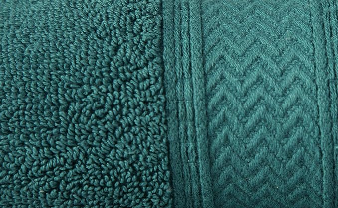 HILLFAIR Premium 600 GSM 6 Piece Set - 2 Bath Towels, 2 Hand Towels & 2 Washcloths - Teal Cotton, Machine Washable, Hotel Quality, Super Soft & Highly Absorbent