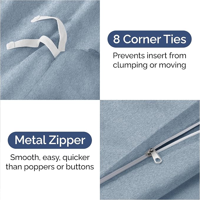Duvet Cover Cal King Size Set - Extra Soft Cal King Duvet Cover 104" x 98" with 2 Pillow Shams for Women, Men, Kids & Teens - Comfy, Breathable, Hotel Luxury w/ Zipper Closures & Ties (Heathered Blue)
