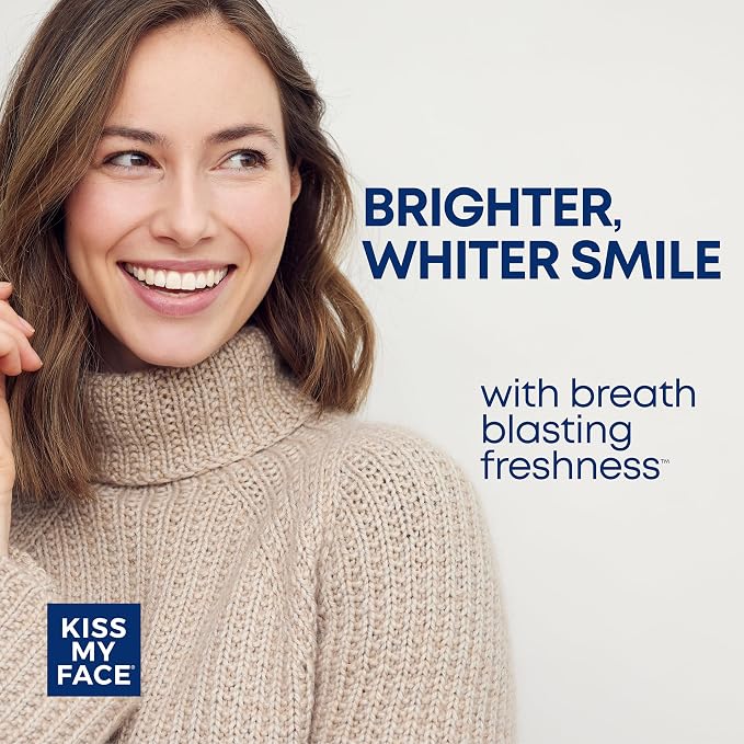 Kiss My Face Super White Toothpaste Gel, Cool Mint Flavor, Removes Plaque and Stains, Teeth Whitening Toothpaste, Fluoride Free, Vegan, 4.5 oz, 3 Pack