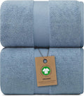 Alusa Home 100% Organic Luxury Bath Sheets - GOTS Certified - Extra Large 35x70 Inches (Pack of 2) Zero-Twist, Long-Staple Cotton Bath Sheet Set (Chambray)
