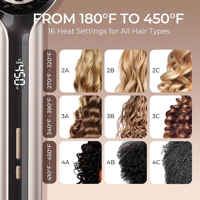 TYMO Hair Straightener Brush - Upgraded Ionic Plus Straightening Brush with Dense Bristles, 16 Temps, Dual Voltage | Ceramic Hot Comb for Women | Flat Iron for Thick Curly Hair, Gold