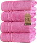 Hawmam Linen Pink Hand Towels 4 Pack Turkish Cotton Premium Quality Soft and Absorbent Small Towels for Bathroom