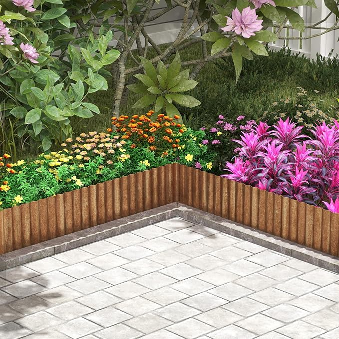 Garden Lawn Edging and Landscape Border - 6" x 40' Corrugated Metal Garden Edging, for DIY Flower Beds, Lawns & Landscaping (Real Rust)