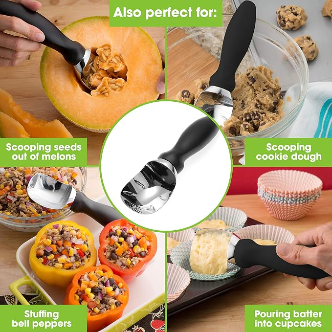 Spring Chef Baking Bundle - Ice Cream Scoop & Rectangular Measuring Spoons & Measuring Cups
