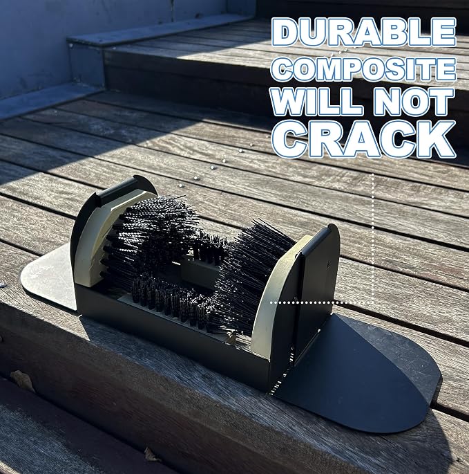 Portable Boot Scrubber with Detachable Fold-Out Footboards, No Mounting Required Mud Scraper, Heavy Duty Shoe Brush with Integrated Steel Plates for Outdoor, Garden & Work Site