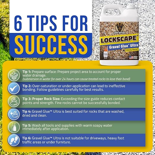 Lockscape Rock Glue for Landscaping (64 Ounce) - Gravel Glue Ultra Super Adhesive, Non-Toxic, Easy to Apply Clear Rock Glue for Landscaping - Decomposed Granite Stabilizer with Extensive Coverage