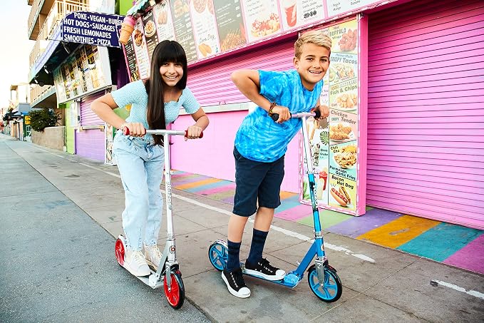 Razor A5 Lux Kick Scooter for Kids Ages 8+ - 8" Urethane Wheels, Anodized Finish Featuring Bold Colors and Graphics, for Riders up to 220 lbs