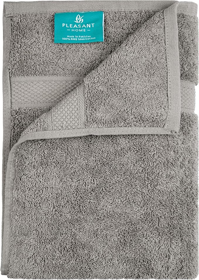 Pleasant Home Bath Towels Set of 6 (24” x 50”) 100% Cotton, 515 GSM | Lightweight, Soft & Highly Absorbent Luxury Towels for Bathroom | for Gym, Pool & Spa | 6 Pack, Gray