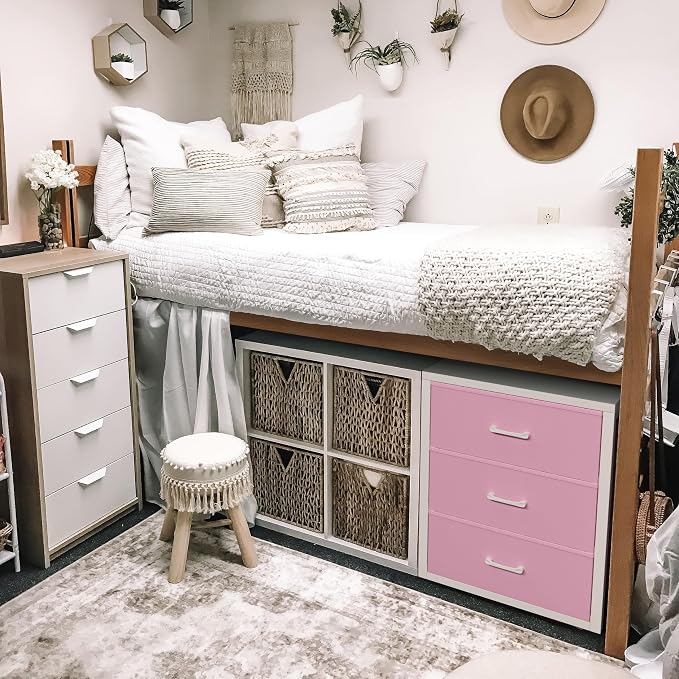 BOLUO Closet Drawers Pink 3 Drawer Dresser for Closet Organizers and Storage Bedroom Dorm Modern