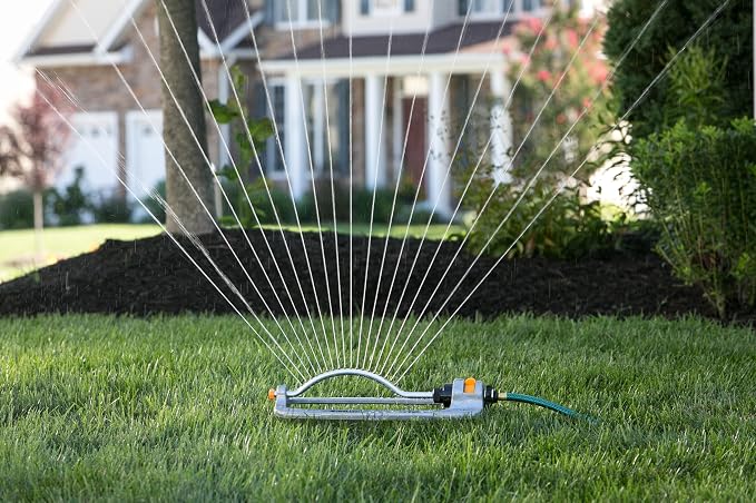 Melnor 65118-AMZ XT Metal Turbo Oscillating Sprinkler with QuickConnect Product Adapter Amazon Bundle, 4000 sq. ft. Coverage