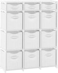 Cube Storage Organizer with 12 Storage Bins Included – Storage Cubes for Home Organization, Toy Storage, Office Storage, Living Room Storage, and General Storage Solution (White-Grey)